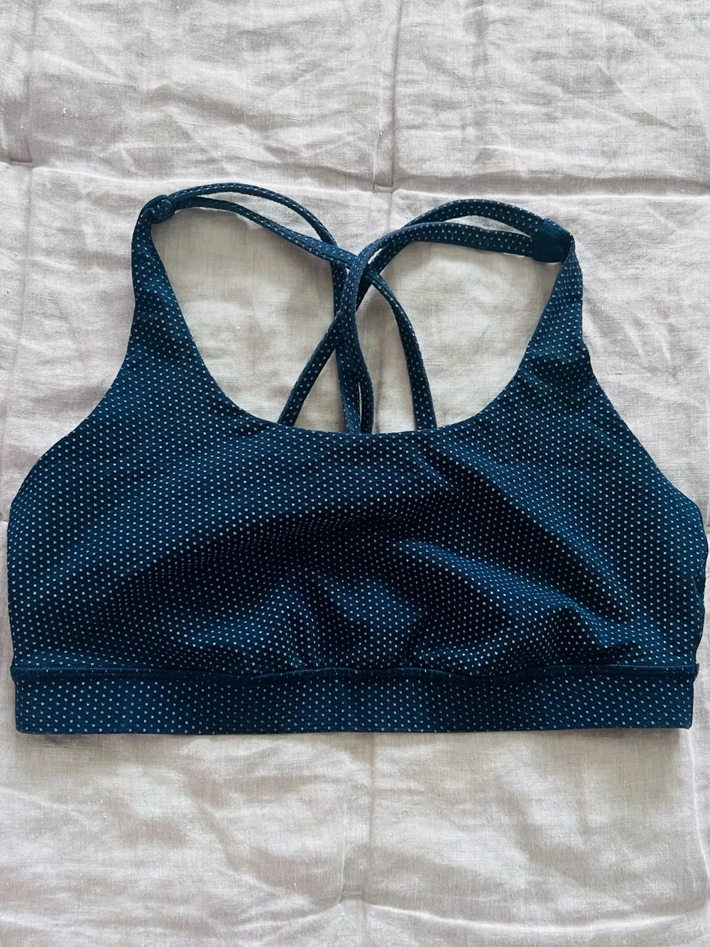 Lululemon Strappy Sports Bra | Size 10 | Navy Polka Dot